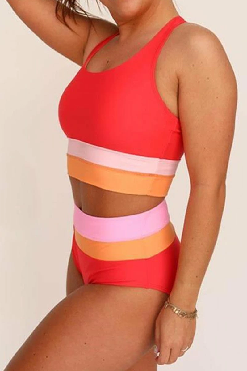 TankiniSkirt Sherbet Cut Back Crop Bikini Set