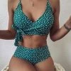 MySwimsuit Dot Print Crossed Bikini Set