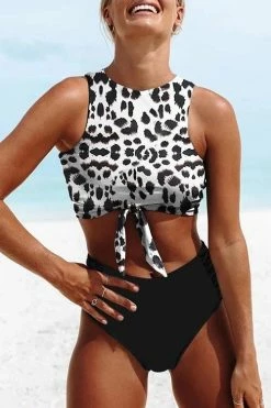 Miss Norst Leopard Print Strappy High Waist Bikini