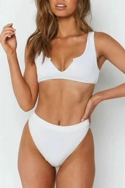 ShopMeLook Threaded V Neck High Waist Bikini