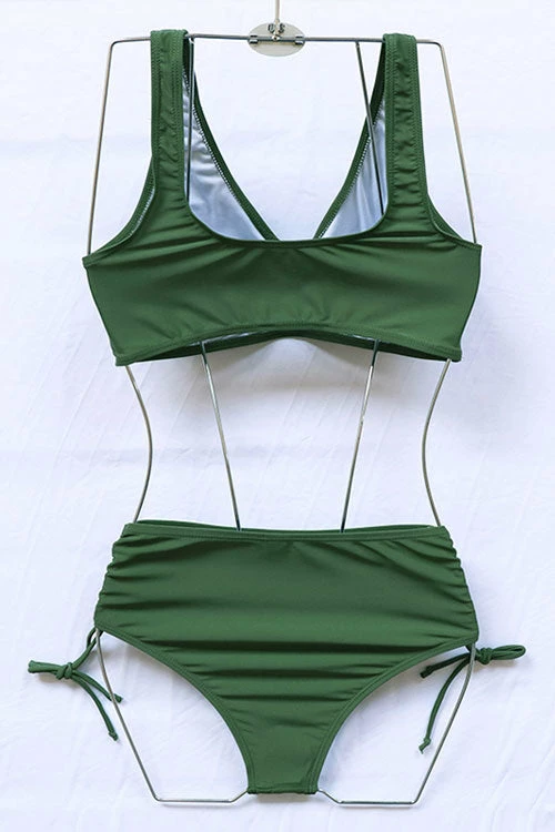 MySwimsuit Army Green High Waist Side-Tie Sexy Bikini Set - Image 3