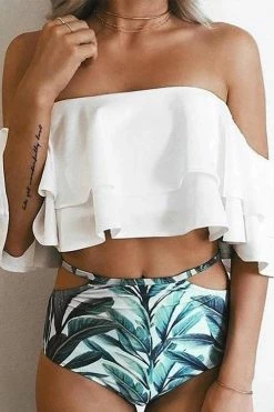 Miss Norst Summer Falbala Leaves Printing Bikini Set