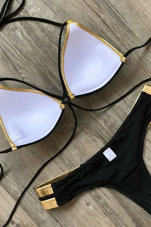 Miss Norst Sexy Bronzing Stitching Bikini - Image 7