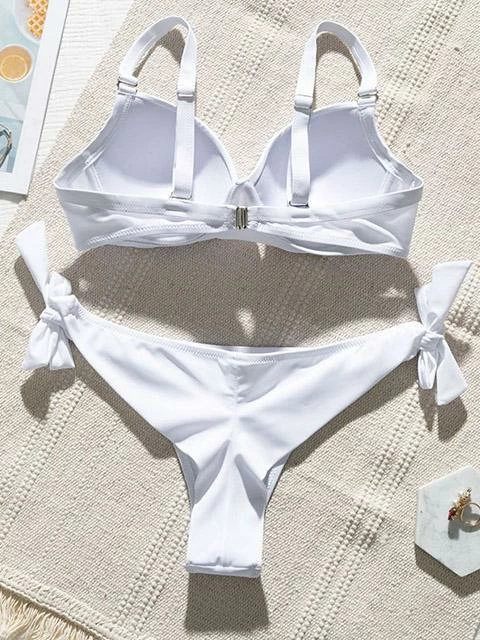 MySwimsuit Rhinestone Solid Knot Bikini Set - Image 4