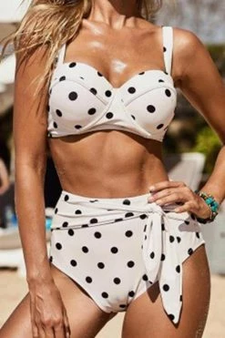 Miss Norst Polka-Dot Lace-Up High-Waist Bikini