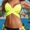MySwimsuit Crossed V-neck Straps Bowknot Bikini Set