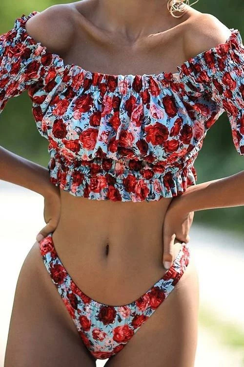 Miss Norst One-Shoulder Pleated Print Bikini