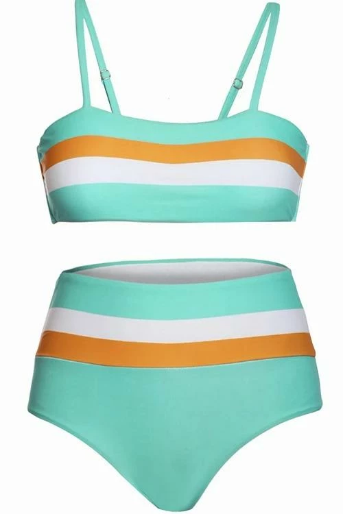 ShopMeLook Striped Contrast High-Waist Bikini - Image 2