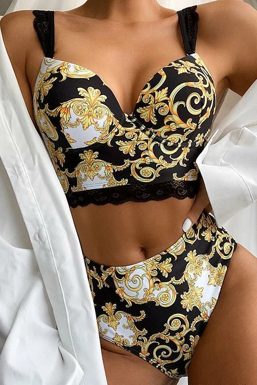 Miss Norst Lace Stitching High Waist Bikini