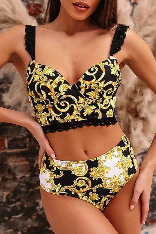 Miss Norst Lace Stitching High Waist Bikini - Image 2