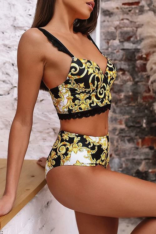 Miss Norst Lace Stitching High Waist Bikini - Image 3