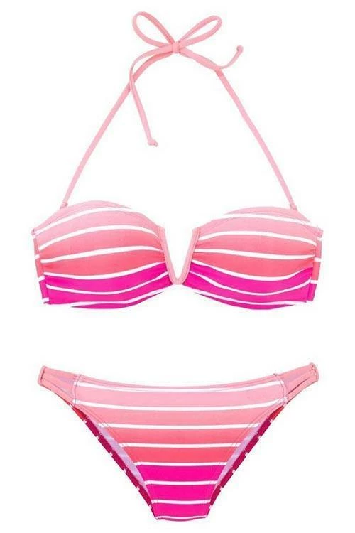 Miss Norst V-Neck Gradient Striped Bikini Set - Image 3