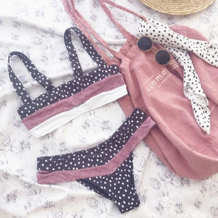 Miss Norst Polka Dot Stitching Sweet Bikini - Image 9