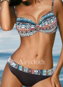 MySwimsuit Backless Polyester Color Block Bikini Set
