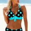 MySwimsuit Green Polka Dot Halter Neck Bowknot Bikini Set