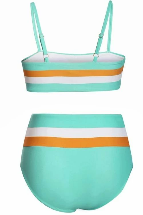 ShopMeLook Striped Contrast High-Waist Bikini - Image 4