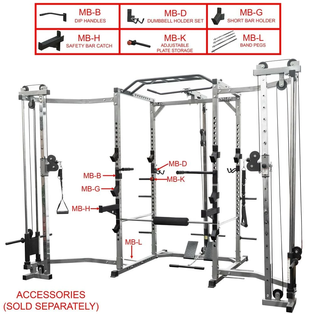Valor Fitness BD-41BCCL, Power Rack W/ Lat Pull & Cable Crossover Attachments - Image 3