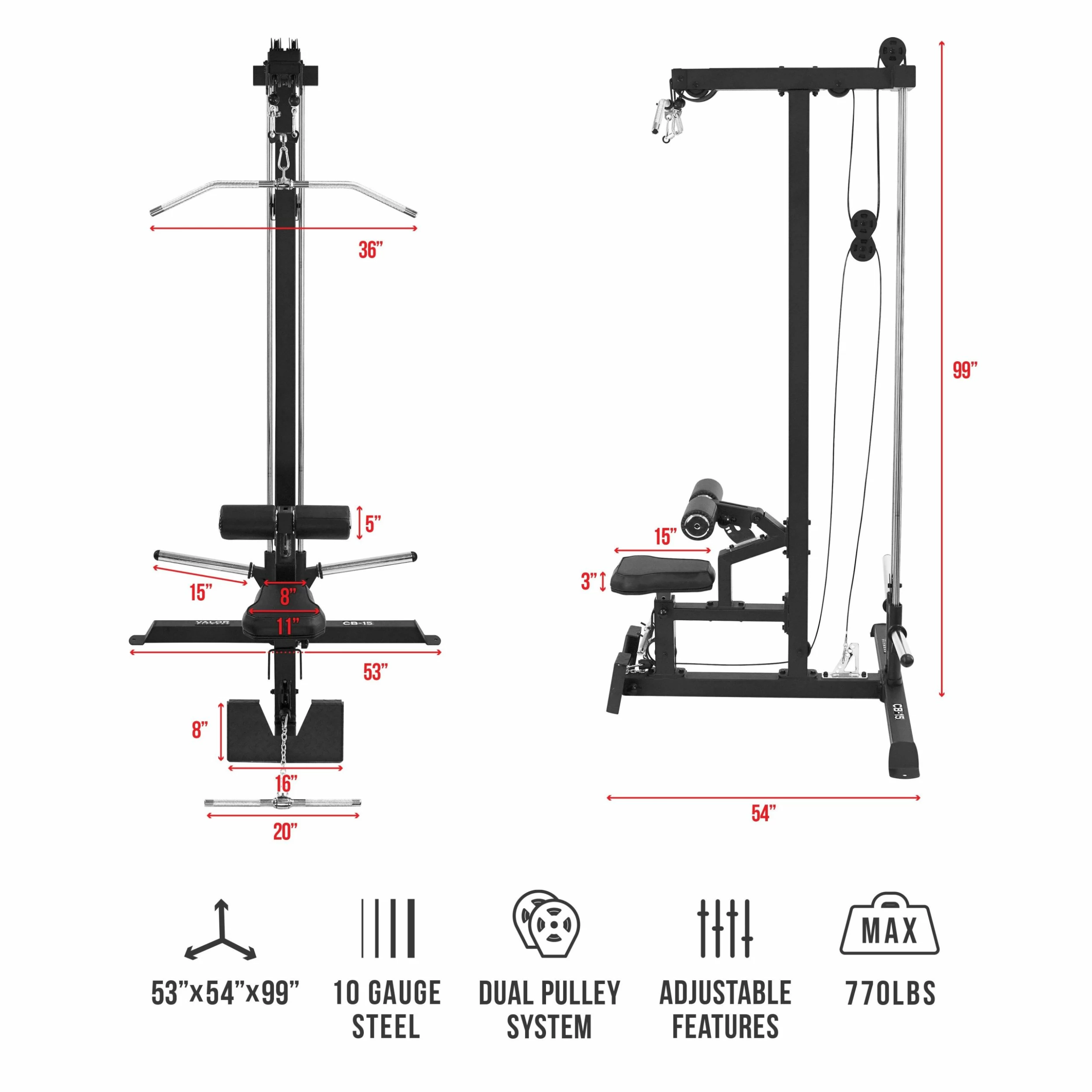 Valor Fitness CB-15, Lat Pull Down / Row Machine - Image 2