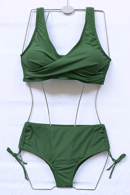 MySwimsuit Army Green High Waist Side-Tie Sexy Bikini Set - Image 4