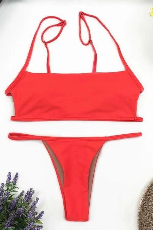 Miss Norst Striped Print Backless Bikini - Image 6