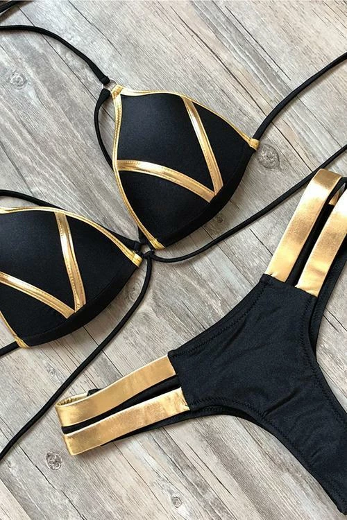 Miss Norst Sexy Bronzing Stitching Bikini - Image 6