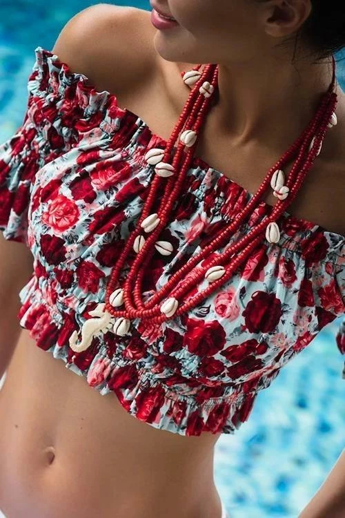 Miss Norst One-Shoulder Pleated Print Bikini - Image 2