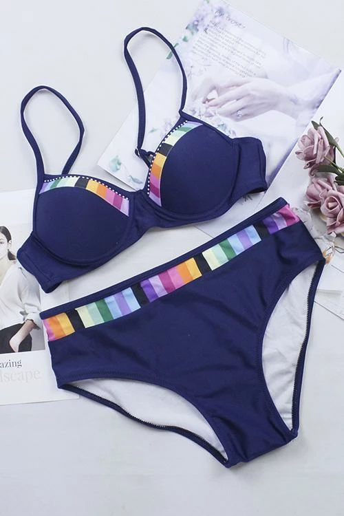 Miss Norst Rainbow Stripe Joint String Bikini - Image 6