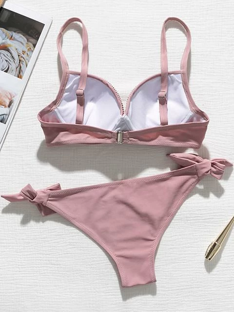 MySwimsuit Rhinestone Solid Knot Bikini Set - Image 7