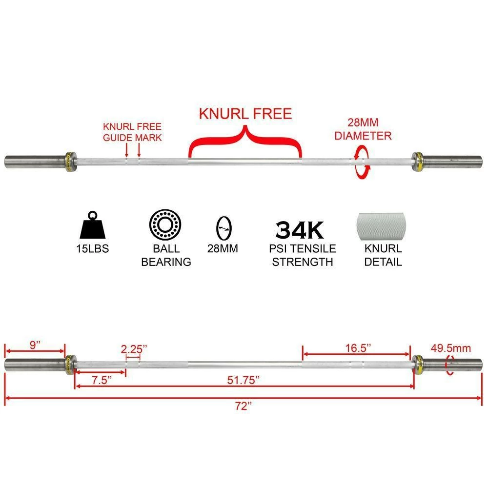 Valor Fitness OB-72T, Training/Technique Barbell - Image 6