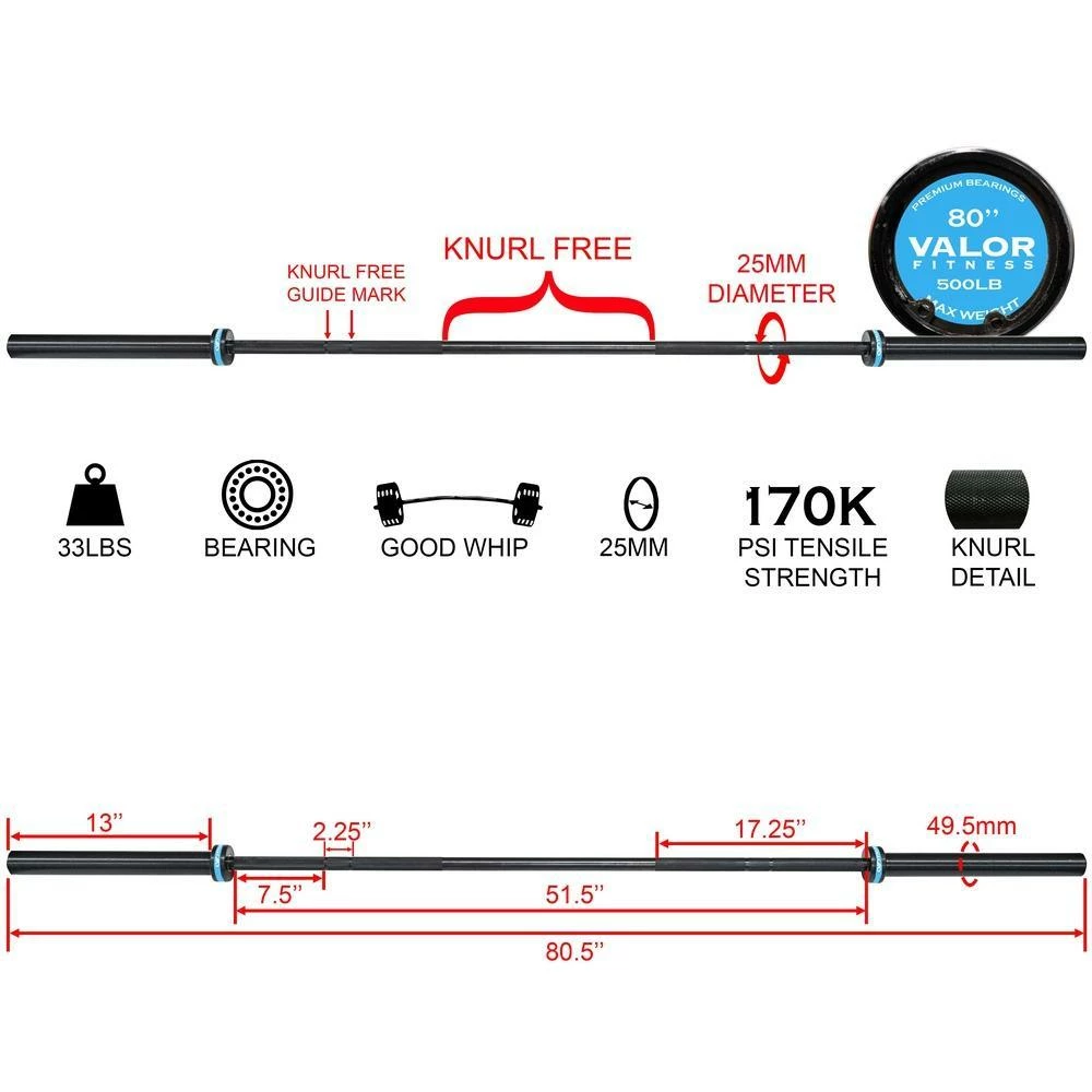 Valor Fitness OB-80-W, Women’s Olympic Barbell - Image 7