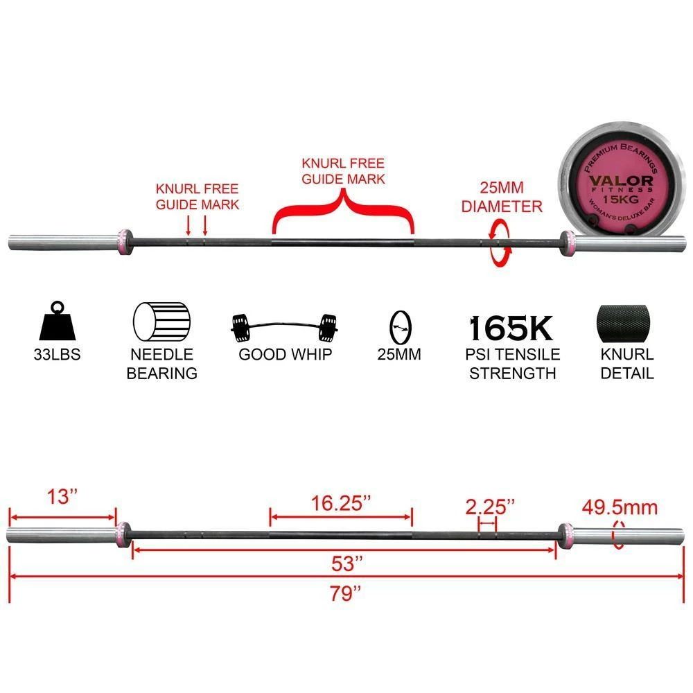 Valor Fitness OB-80W-NB, Women’s Needle Bearing Barbell - Image 6